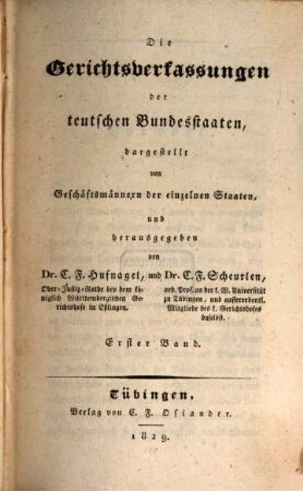 Die Gerichtsverfassungen der teutschen Bundesstaaten, Bd. 1 (1829)