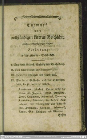 Einleitung in die Literar-Geschichte