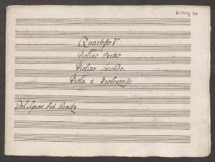 Quartets, vl (2), vla, vlc, DTB 16 A 7, A-Dur - Musiksammlung der Grafen zu Toerring-Jettenbach 44 : [vlc:] Quartetto V. per il Violino Primo, Violino Secondo, Viola è Violonzello Del Signore Ant[on] Stamitz.