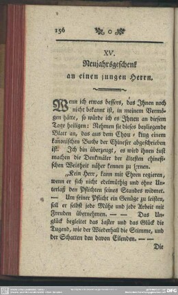 XV. Neujahrsgeschenk an einen jungen Herrn