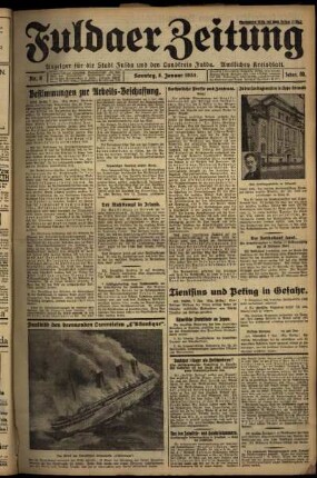 Erste Ausgabe vom Sonntag, den 08. Januar 1933.