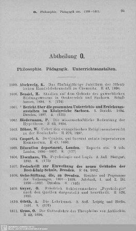 Abt. O. Philosophie. Pädagogik. Unterrichtsanstalten