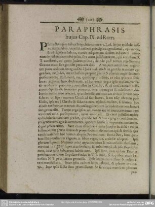 Paraphrasis huius Cap. IX. ad Rom.