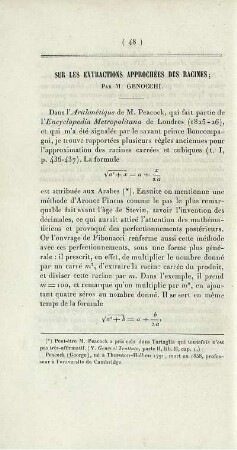 Sur les extractions approchées des racines.