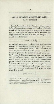 Sur les extractions approchées des racines.