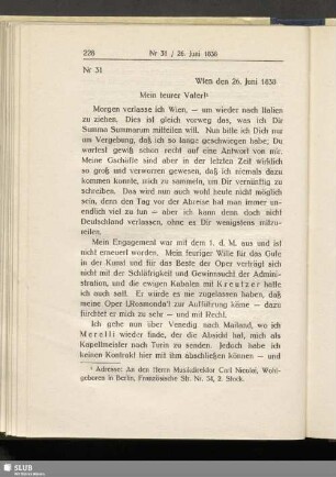 Nr 31. Wien den 26. Juni 1838