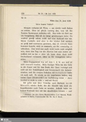 Nr 31. Wien den 26. Juni 1838