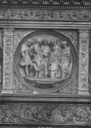Alabasteraltar von Jean Mone mit Darstellungen der sieben Sakramente — Vermählung