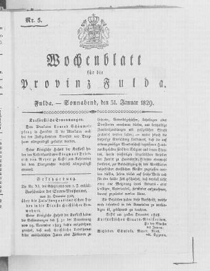 Nr. 5, Ausgabe vom 31. Januar 1829