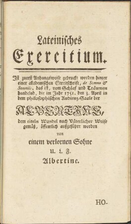 Lateinisches Exercitium.