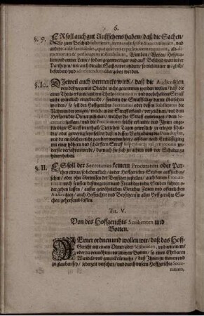 Tit. V. Von des Hoffgerichts Scribenten und Botten
