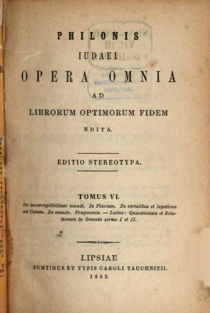 Opera omnia : Ad librorum optimorum fidem ed., 6