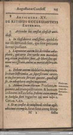 Articulus XV. De Ritibus Ecclesiasticus Externis