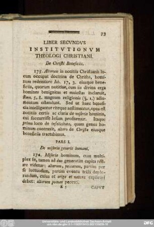 Liber Secundus Institutionum Theologi Christiani. De Christi Beneficiis.
