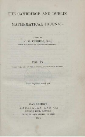 9: The Cambridge and Dublin mathematical journal