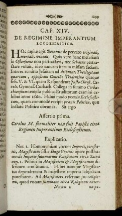 Assertio prima. [...] circa Regimen Imper antium Ecclesiasticum.