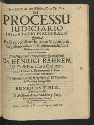 De Processu Iudiciario Dissertatio Inauguralis
