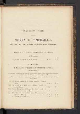 Quatrième partie. Monnaies et médailles. Gravées par des artistes genevois pour l'étranger