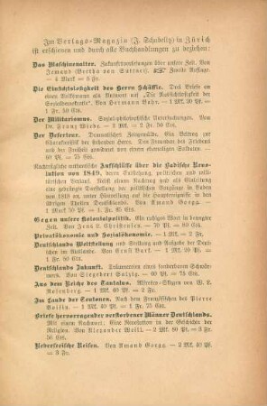 Im Verlags-Magazin (J. Schabeltz) in Zürich ist erschienen und durch alle Buchhandlungen zu beziehen: