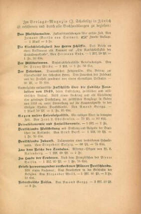 Im Verlags-Magazin (J. Schabeltz) in Zürich ist erschienen und durch alle Buchhandlungen zu beziehen: