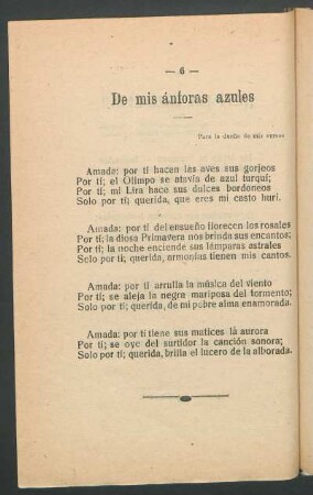 De mis ánforas azules : Para la dueña de mis versos
