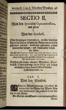 Sectio II. Von den specialen Operationibus, und zwar I. Von der Synthesi.