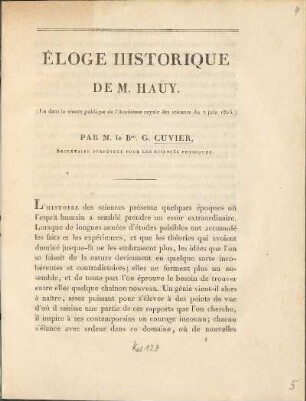 Eloge Historique De M. Haüy
