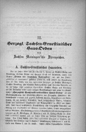 III. Herzoglich Sachsen-Ernestinischer Haus-Orden und Sachsen-Meiningen`sche Ehrenzeichen
