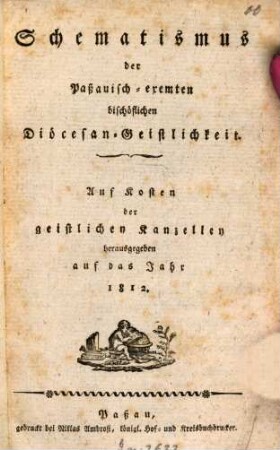Schematismus des Bistums Passau. 1812, 1812