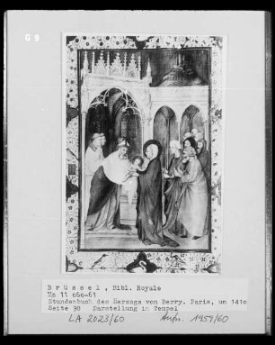 Ms 11060-61, Stundenbuch des Duc de Berry, fol. 98: Darbringung des Christuskindes im Tempel