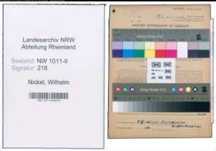 Entnazifizierung Wilhelm Nickel , geb. 20.12.1891 (Kaufmann)