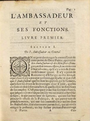 L' Ambassadeur Et Ses Fonctions, 1