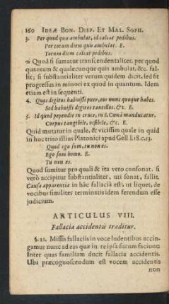 Articulus VIII. Fallacia accidentis traditur.