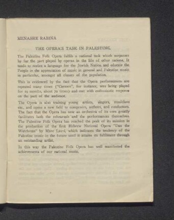 The Opera´s Task in Palestine.
