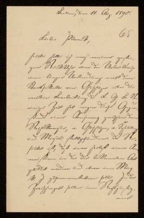 65: Brief von Hermann Struckmann an Gottlieb Planck, Berlin, 11.8.1890