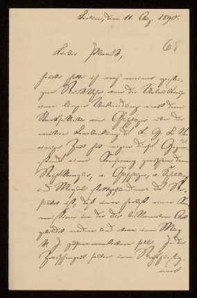 65: Brief von Hermann Struckmann an Gottlieb Planck, Berlin, 11.8.1890