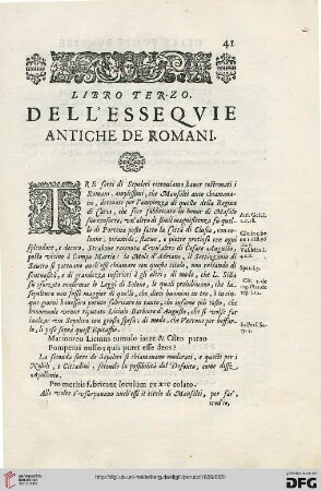 Libro terzo: Dell’esseqvie antiche de Romani