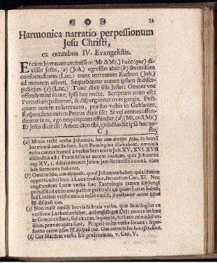 Harmonica narratio perpessionum Jesu Christi, ex omnibus IV. Evangelistis.