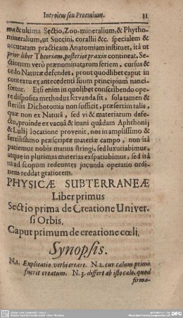 Liber primus Sectio prima de Creatione Universi Orbis.