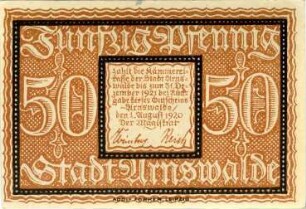 Arnswalde, Stadt: 50 Pfennig 1920