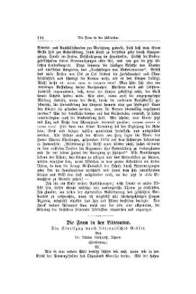 Die Frau in der Litteratur : ein Streifzug durch litterarisches Gebiet ; (Fortsetzung)