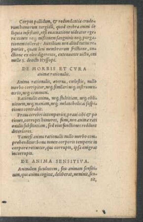 De Morbis Et Cura animae rationalis.
