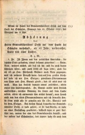Untersuchungsakten über die in der Republik Bern im Jahr 1832 stattgefundenen Reaktionsversuche, 10. Untersuchungsakten gegen Johannes Desch, Gemeindeschreiber von Schüpfen