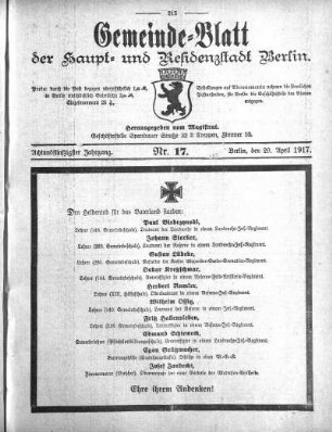 1917,17: Nr. 17, 29. April 1917