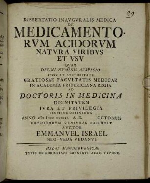 Dissertatio Inauguralis Medica De Medicamentorum Acidorum Natura Viribus Et Usu