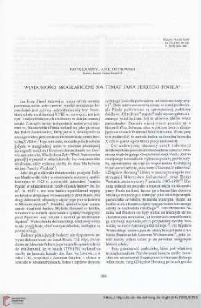 57: Wiadomości biograficzne na temat Jana Jerzego Pinsla