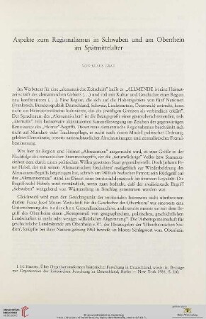 Aspekte zum Regionalismus in Schwaben und am Oberrhein im Spätmittelalter