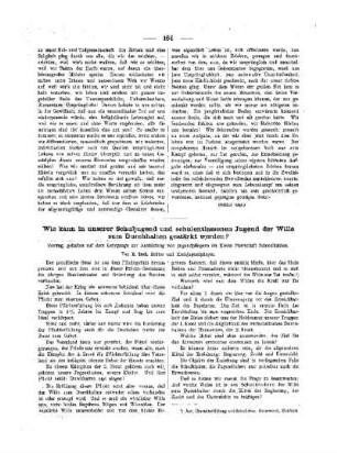 Wie kann in unserer Schuljugend und schulentlassenen Jugend der Wille zum Durchhalten gestärken werden?
