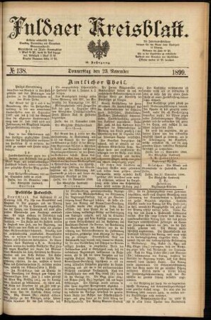 Erste Ausgabe vom Donnerstag, den 23. November 1899.