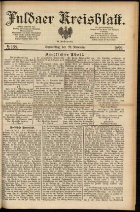 Erste Ausgabe vom Donnerstag, den 23. November 1899.